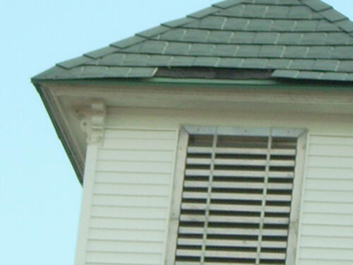 Wrong Eave Starter Used Causing This Blow-Off On A Church Steeple